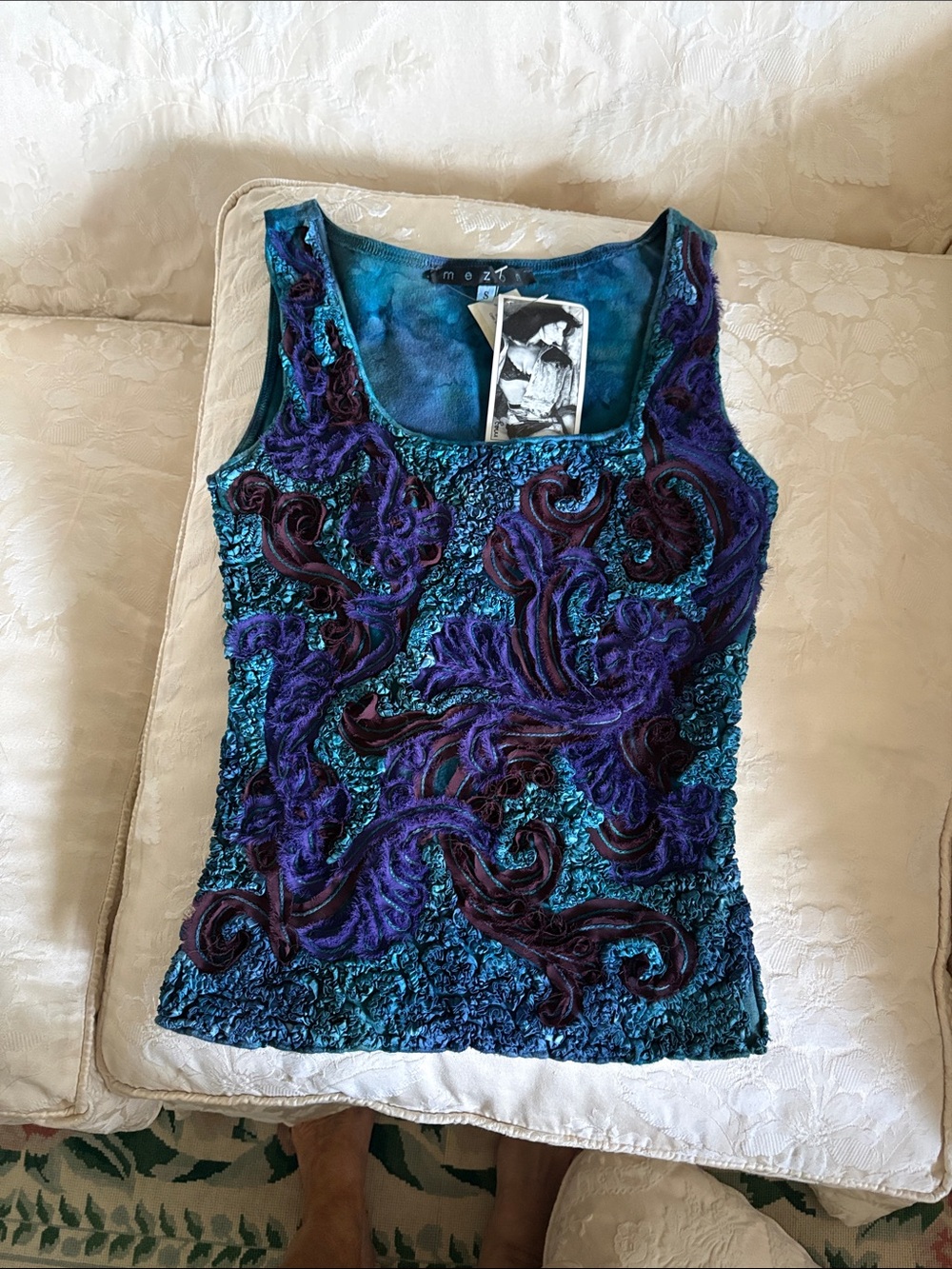 Mezon Blue & Purple Embroidered Tank Top